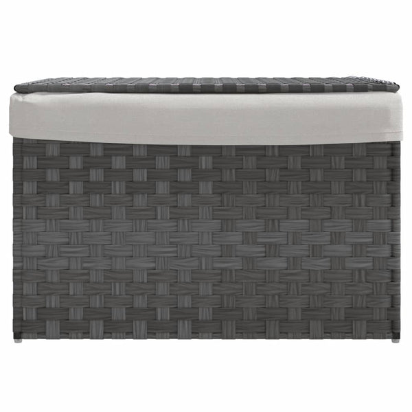 Wäschekorb Grau mit Deckel, Poly Rattan