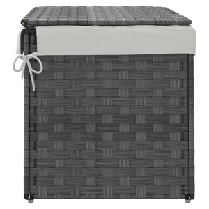 Wäschekorb Grau mit Deckel, Poly Rattan