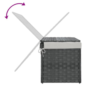 Wäschekorb Grau mit Deckel, Poly Rattan