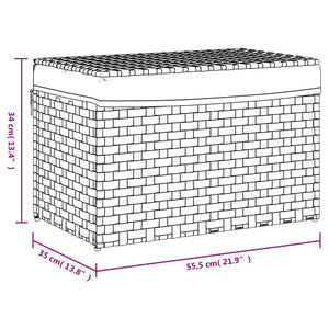 Wäschekorb Grau mit Deckel, Poly Rattan
