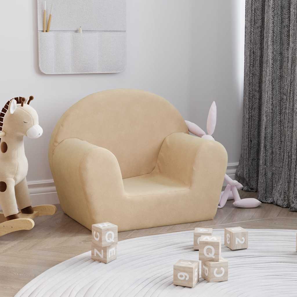 vidaXL Canapé Enfant Crème Peluche Douce