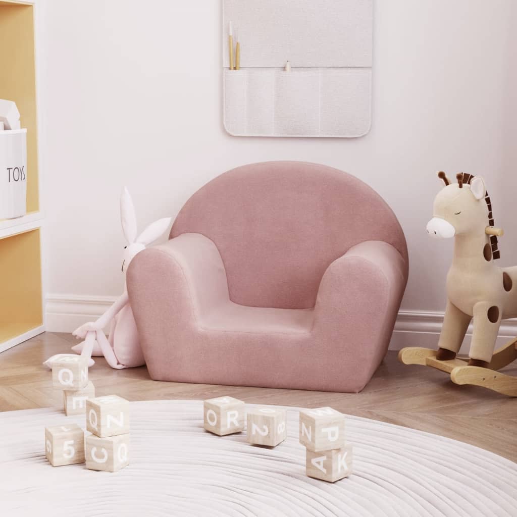 vidaXL Canapé enfant rose peluche douce