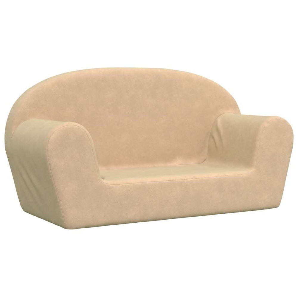 Kinder Sofa 2-Sitzer Creme Plüsch
