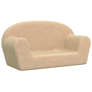 Kinder Sofa 2-Sitzer Creme Plüsch