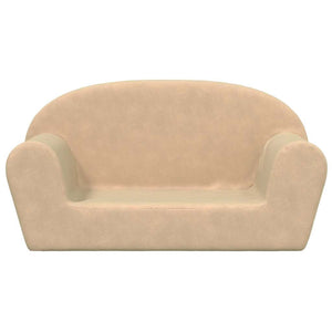 Kinder Sofa 2-Sitzer Creme Plüsch