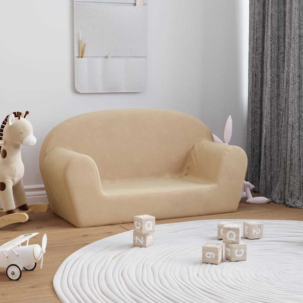 Kinder Sofa 2-Sitzer Creme Plüsch