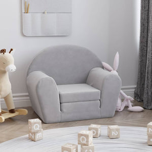 Kinder Schlafsofa Hellgrau Plüsch