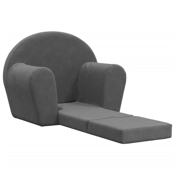 Kinder Schlafsofa Anthrazit Plüsch