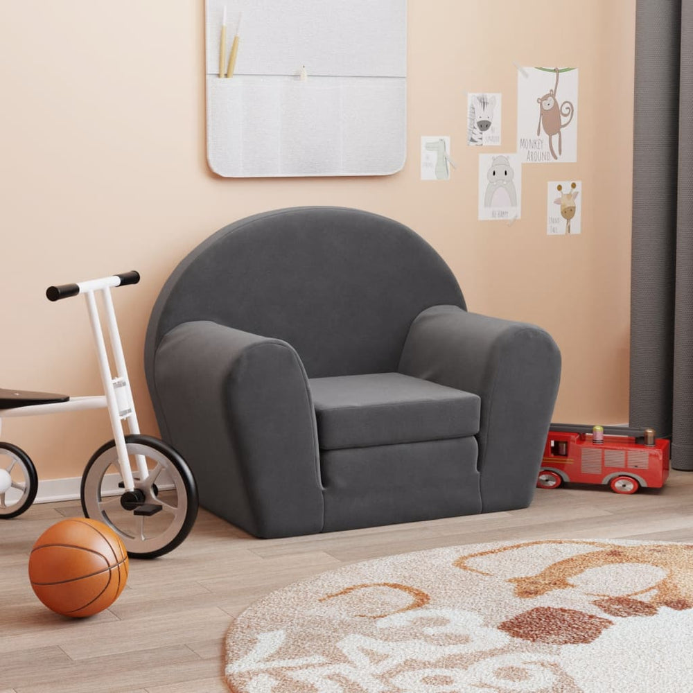 Kinder Schlafsofa Anthrazit Plüsch