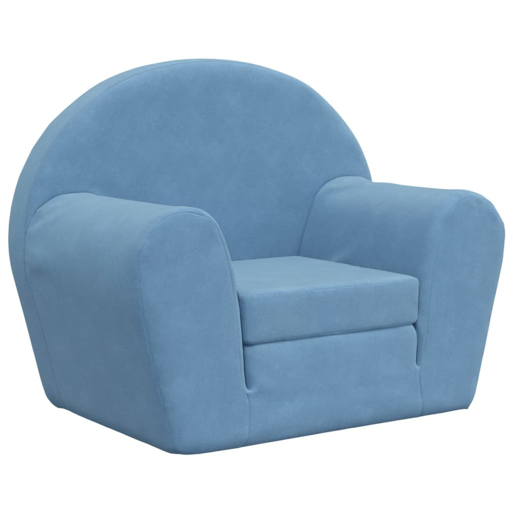 Blaues Kinder Schlafsofa aus Plüsch