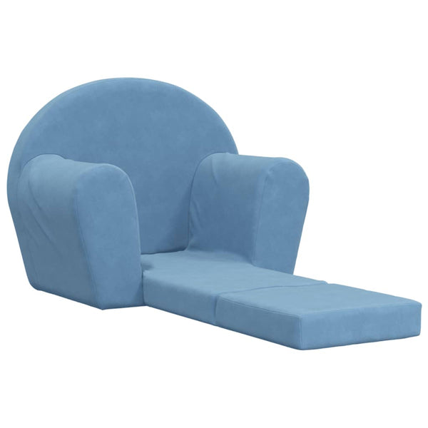 Blaues Kinder Schlafsofa aus Plüsch