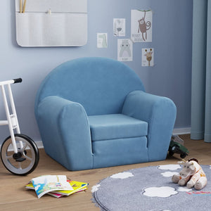 Blaues Kinder Schlafsofa aus Plüsch