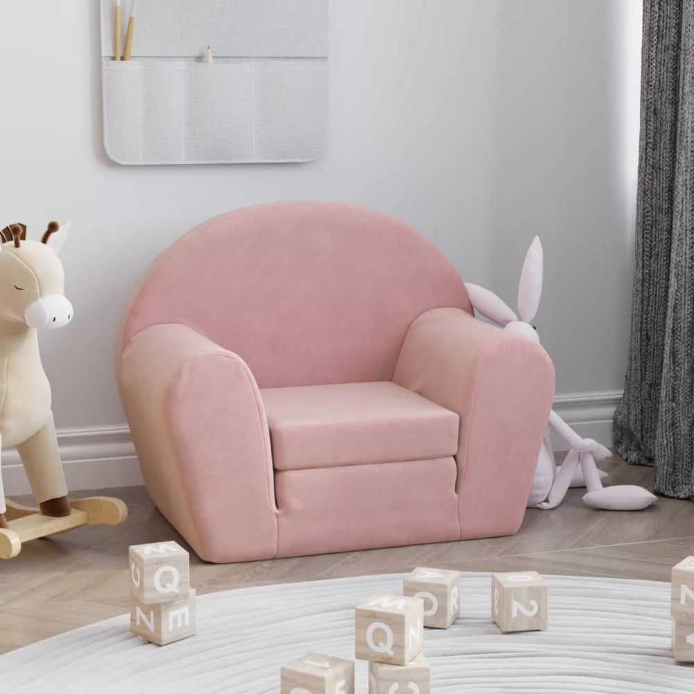 Rosa Kinder Schlafsofa Weich Plüsch