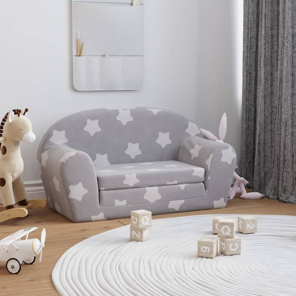 Kinder Schlafsofa Hellgrau mit Sternen