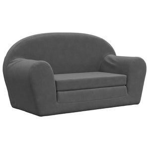Kinder Schlafsofa Anthrazit Plüsch 2-Sitzer
