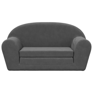 Kinder Schlafsofa Anthrazit Plüsch 2-Sitzer