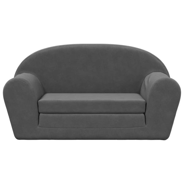 Kinder Schlafsofa Anthrazit Plüsch 2-Sitzer