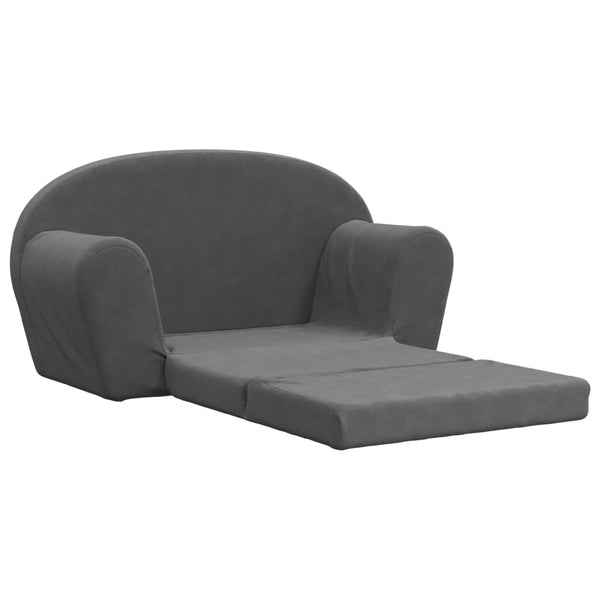 Kinder Schlafsofa Anthrazit Plüsch 2-Sitzer