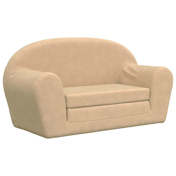 vidaXL Canapé-lit pour enfants 2 places crème Peluche douce