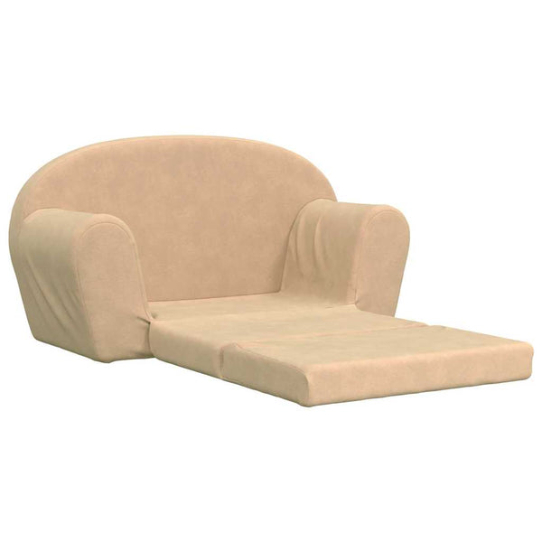 vidaXL Canapé-lit pour enfants 2 places crème Peluche douce