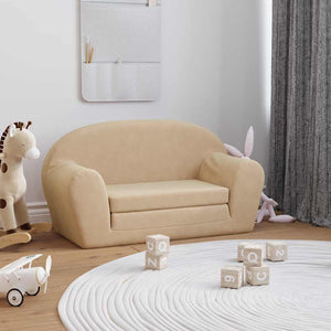 vidaXL Canapé-lit pour enfants 2 places crème Peluche douce