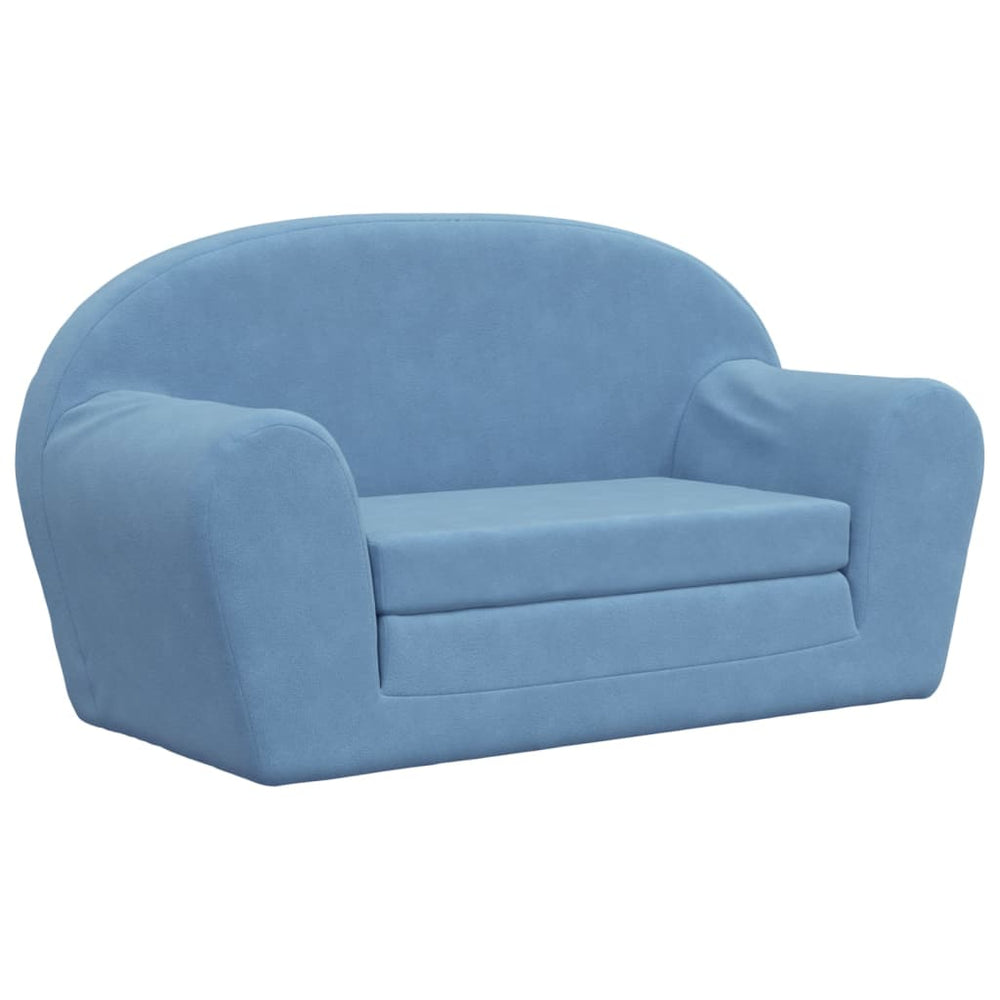 Kinder Schlafsofa 2-Sitzer Blau Plüsch