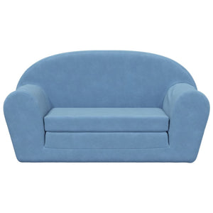 Kinder Schlafsofa 2-Sitzer Blau Plüsch
