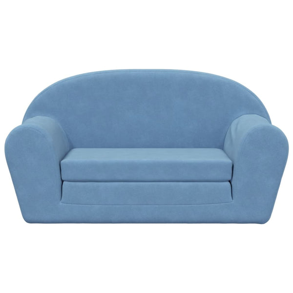 Kinder Schlafsofa 2-Sitzer Blau Plüsch