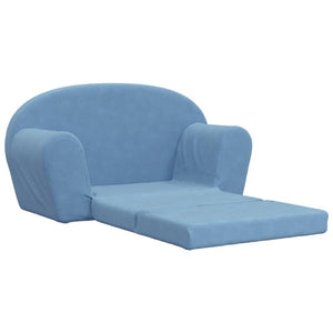 Kinder Schlafsofa 2-Sitzer Blau Plüsch