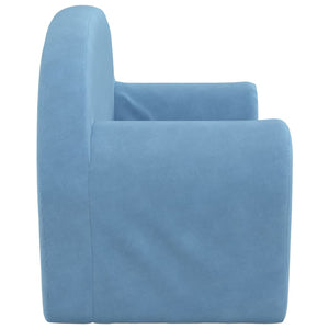 Kinder Schlafsofa 2-Sitzer Blau Plüsch