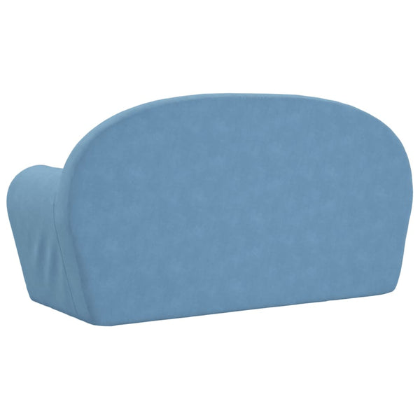 Kinder Schlafsofa 2-Sitzer Blau Plüsch