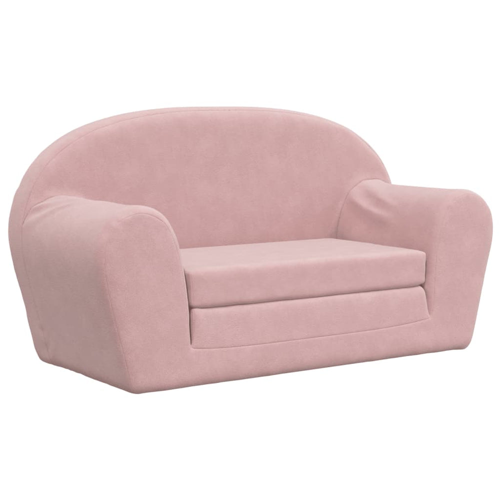 Kinder Schlafsofa 2-Sitzer Rosa Plüsch