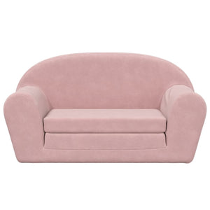 vidaXL Canapé-lit pour enfants 2 places rose en peluche douce