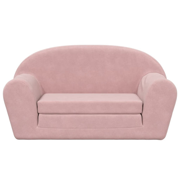 vidaXL Canapé-lit pour enfants 2 places rose en peluche douce