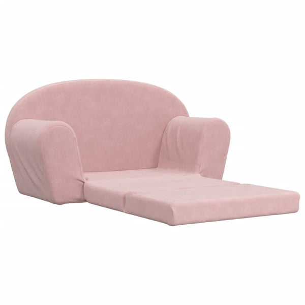 vidaXL Canapé-lit pour enfants 2 places rose en peluche douce