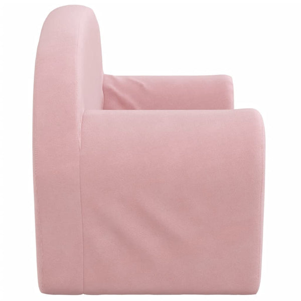vidaXL Canapé-lit pour enfants 2 places rose en peluche douce