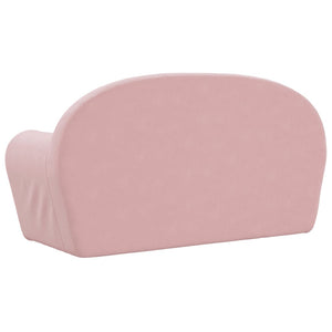 vidaXL Canapé-lit pour enfants 2 places rose en peluche douce