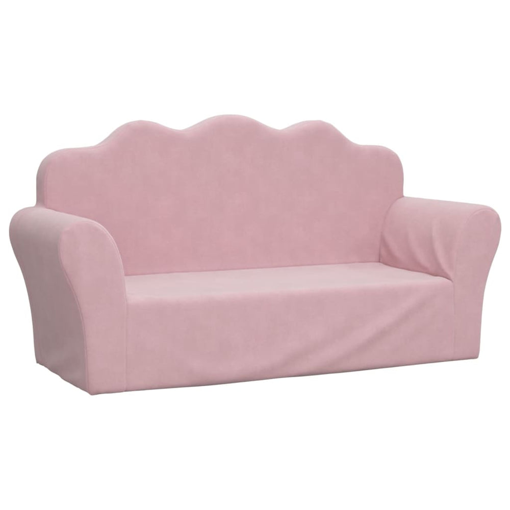 Kindersofa 2-Sitzer Rosa Plüsch