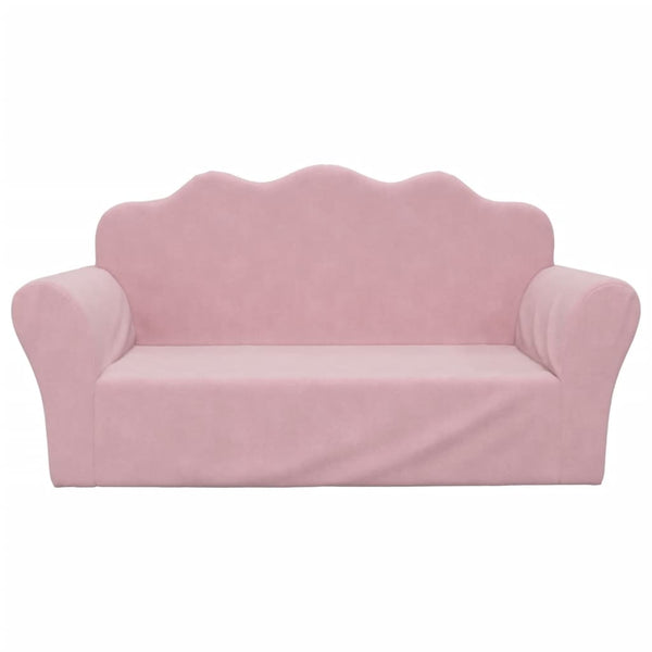 Kindersofa 2-Sitzer Rosa Plüsch