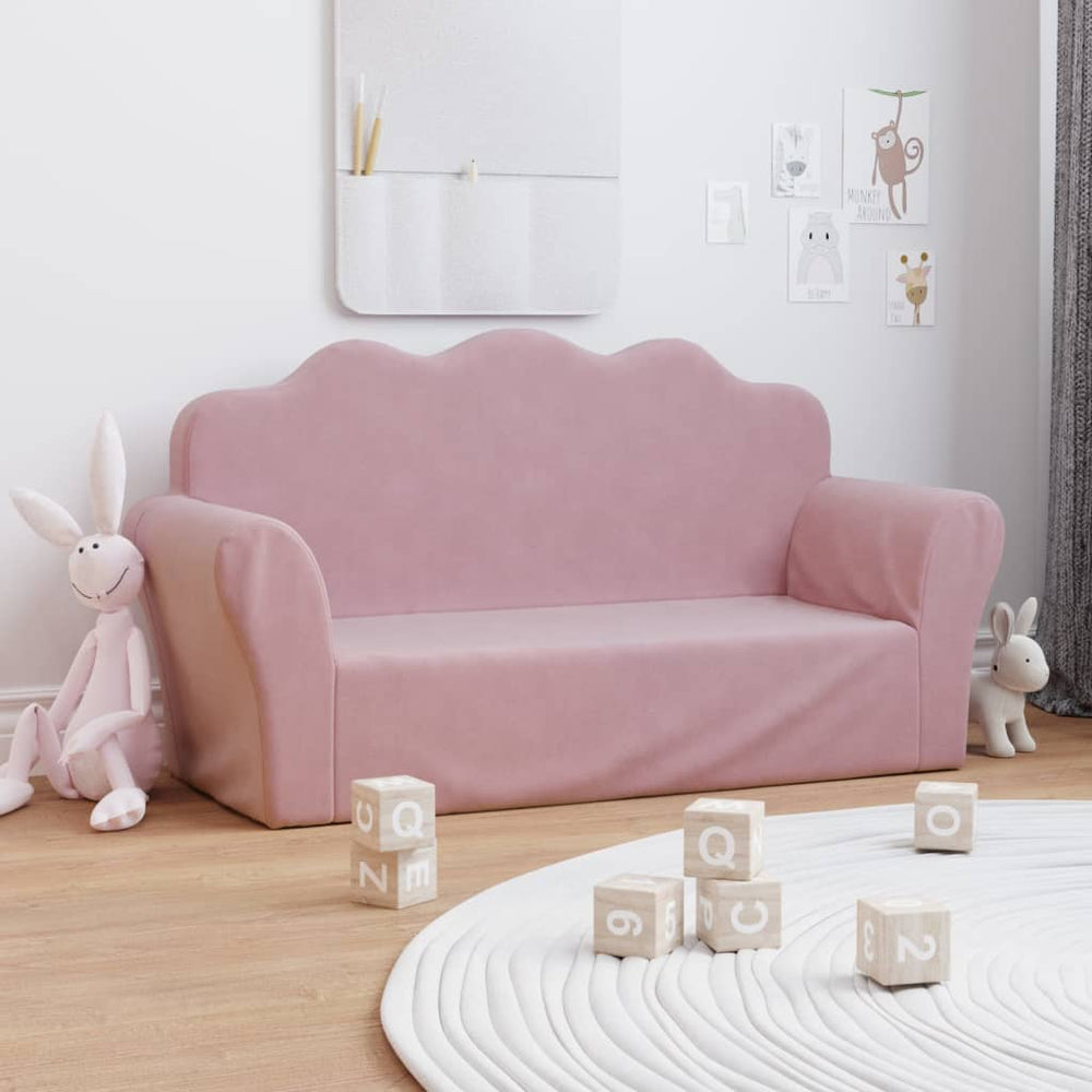 Kindersofa 2-Sitzer Rosa Plüsch