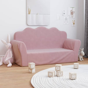 Kindersofa 2-Sitzer Rosa Plüsch