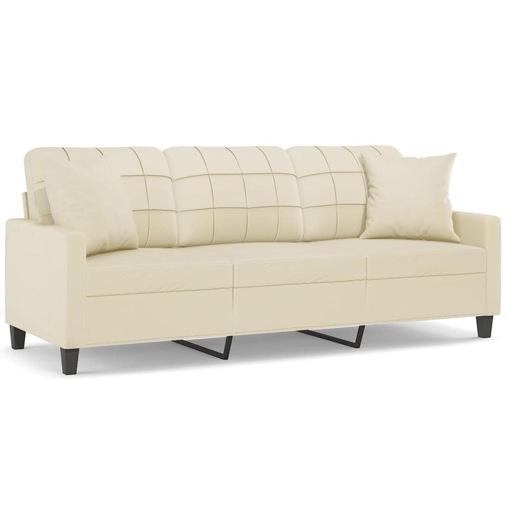 3-Sitzer Sofa Creme Kunstleder 180cm