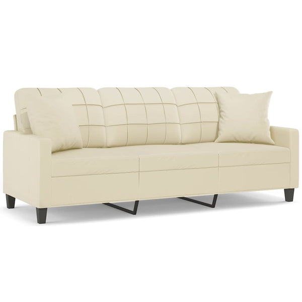 3-Sitzer Sofa Creme Kunstleder 180cm