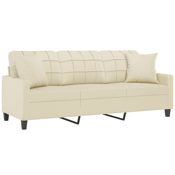 3-Sitzer Sofa Creme Kunstleder 180cm