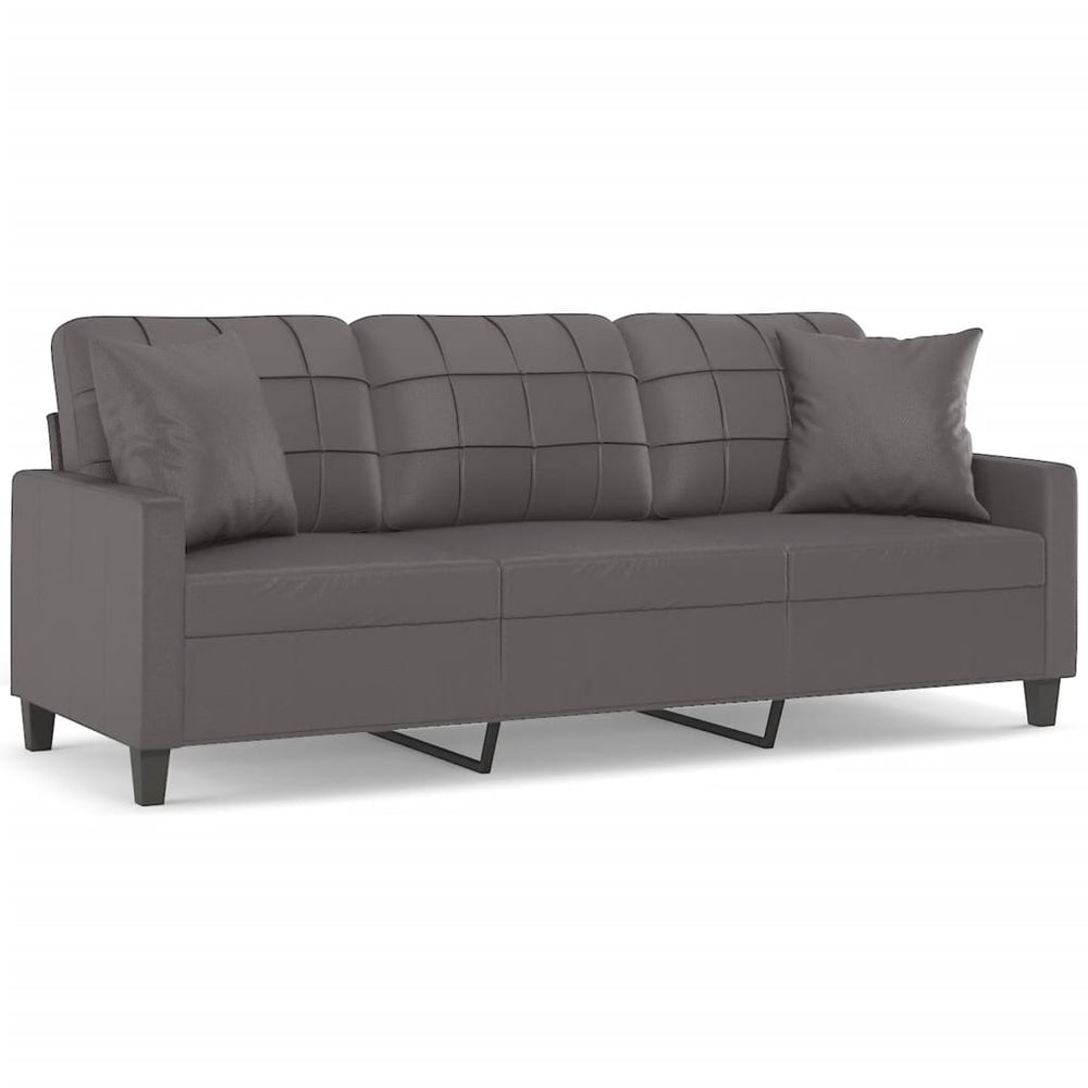 Graues 3-Sitzer Kunstleder Sofa 180cm