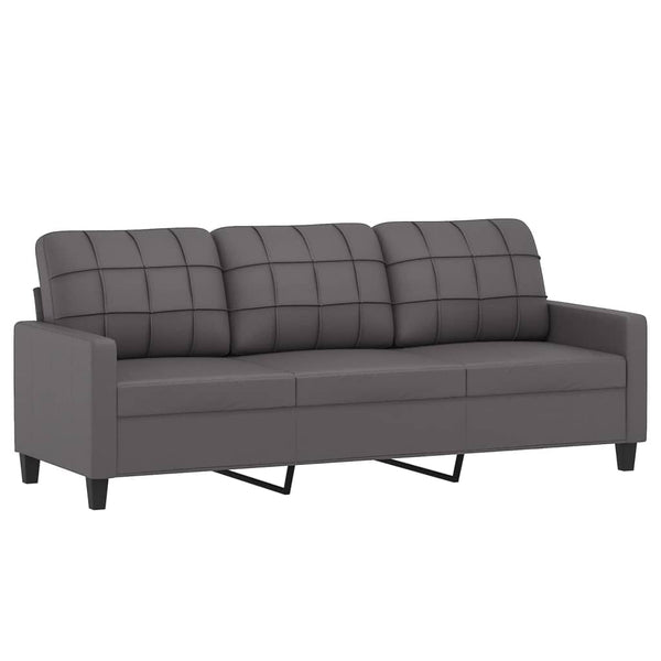 vidaXL Canapé 3 places avec oreillers décoratifs Gris 180 cm Similicuir