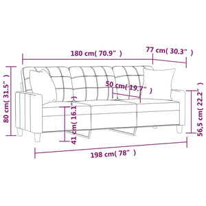 3-Sitzer Sofa Cappuccino-Braun Kunstleder 180cm
