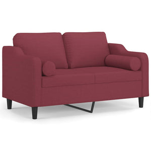 vidaXL 2-Seater Sofa with Throw Pillows Wine Red 120 cm Fabric