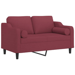 vidaXL 2-Seater Sofa with Throw Pillows Wine Red 120 cm Fabric