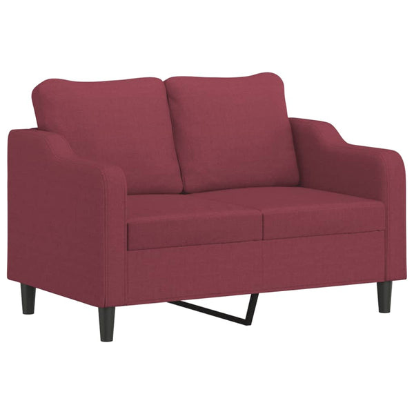 vidaXL 2-Seater Sofa with Throw Pillows Wine Red 120 cm Fabric